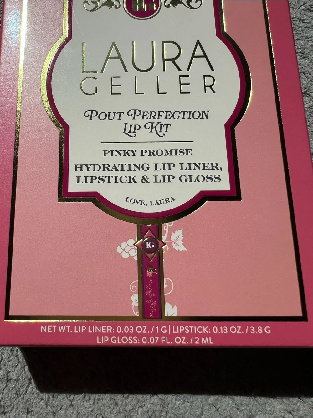 Laura Geller Pout Perfection Pinky Promise 3 Piece Lip Liner, Gloss and Lipstick